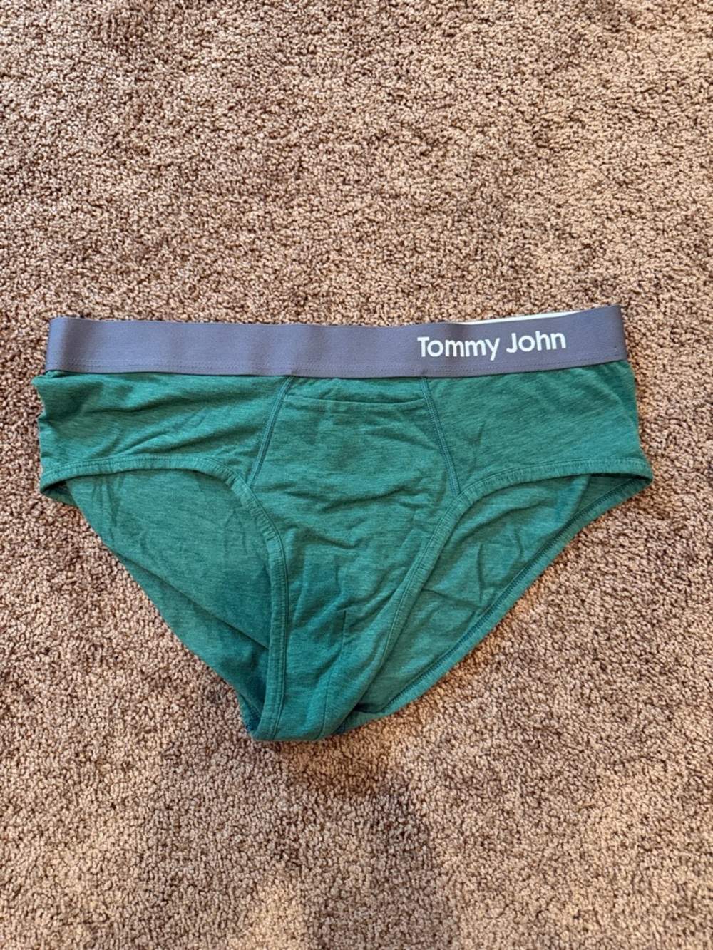 Tommy John Mens Cool Cotton Green Briefs with Charcoal Waistband